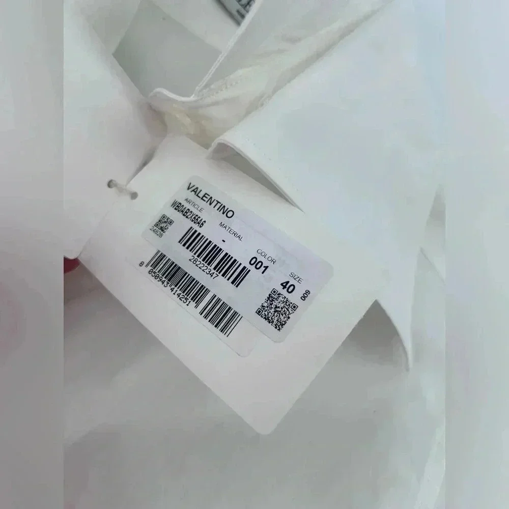 NWT $1400 VALENTINO Shirt IT40 US4 White Double Collar Made in Italy - Picture 7 of 13